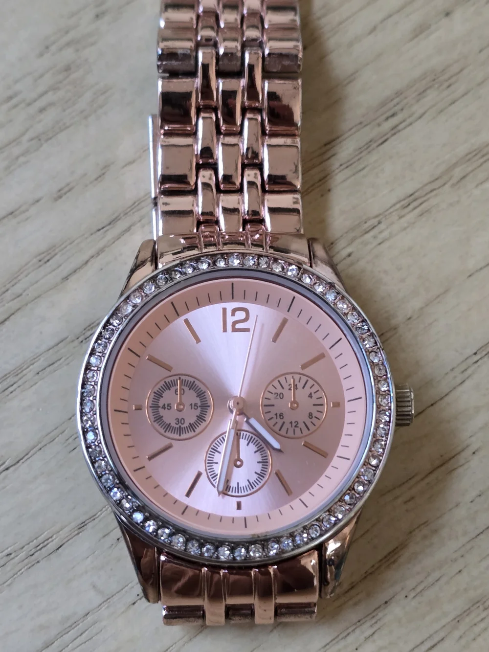 Rose Gold Women’s Crystal-Trim Bracelet Watch